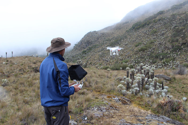 Charles George landing the drone before the clouds close in