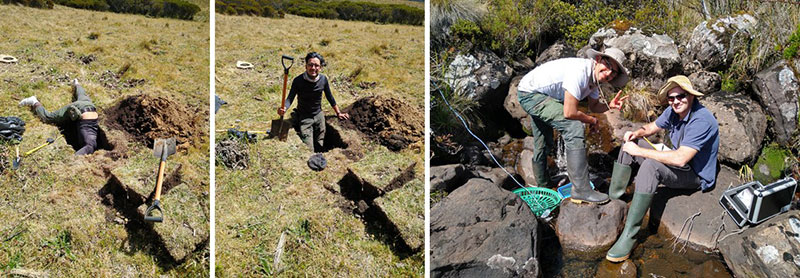 Jeffrey and Chris digging soil sample pits and taking water quality samples