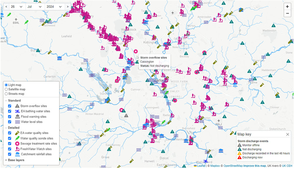 Interactive map on the rivers portal