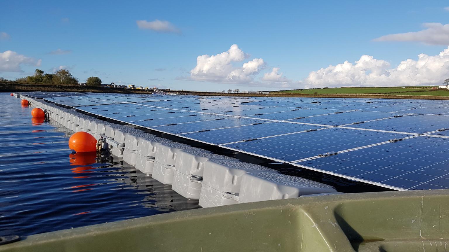 Solar panels on Langthwaite Reservoir. Photo: Giles Exley