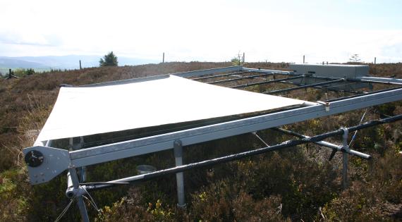 A warming “roof” moving over the vegetation, reflecting heat back to the vegetation and soil, and creating a treatment of artificial (indirect) warming.