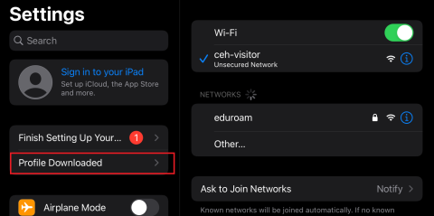 Eduroam screenshot