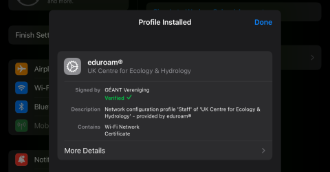 Eduroam screenshot