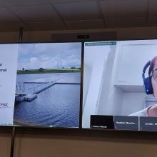Sofia Rocha on the big screen presenting