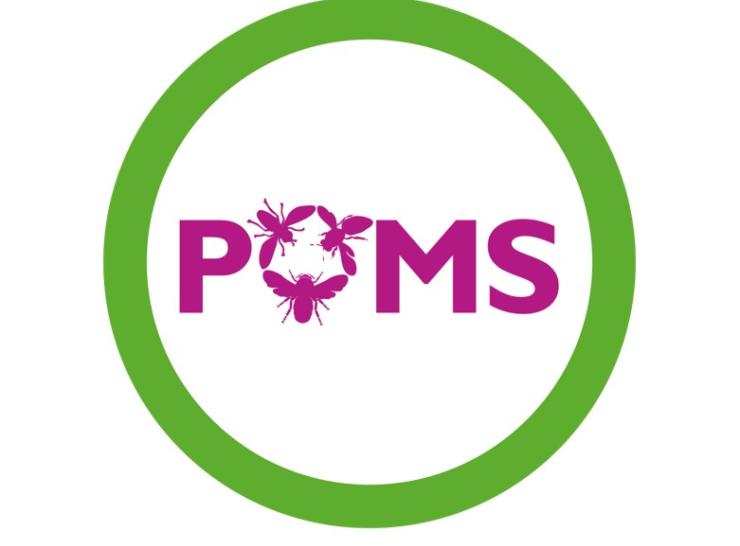 Green circle with POMS written inside