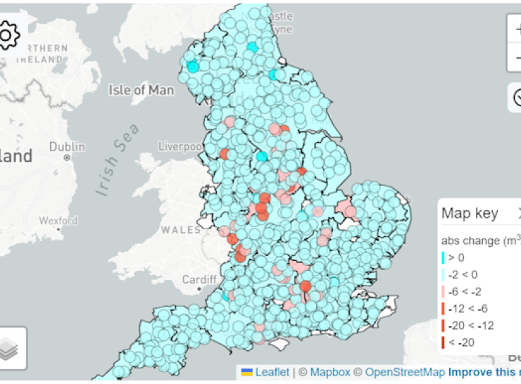 Screenshot of the CS-N0W future water resources portal map